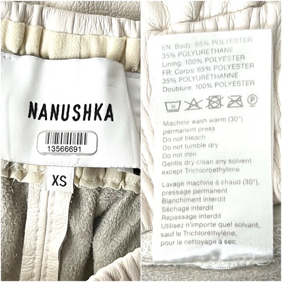 NANUSHKA Ivory Faux Leather High Rise Elastic Waist Knee Length Bermuda Short XS - Picture 14 of 16